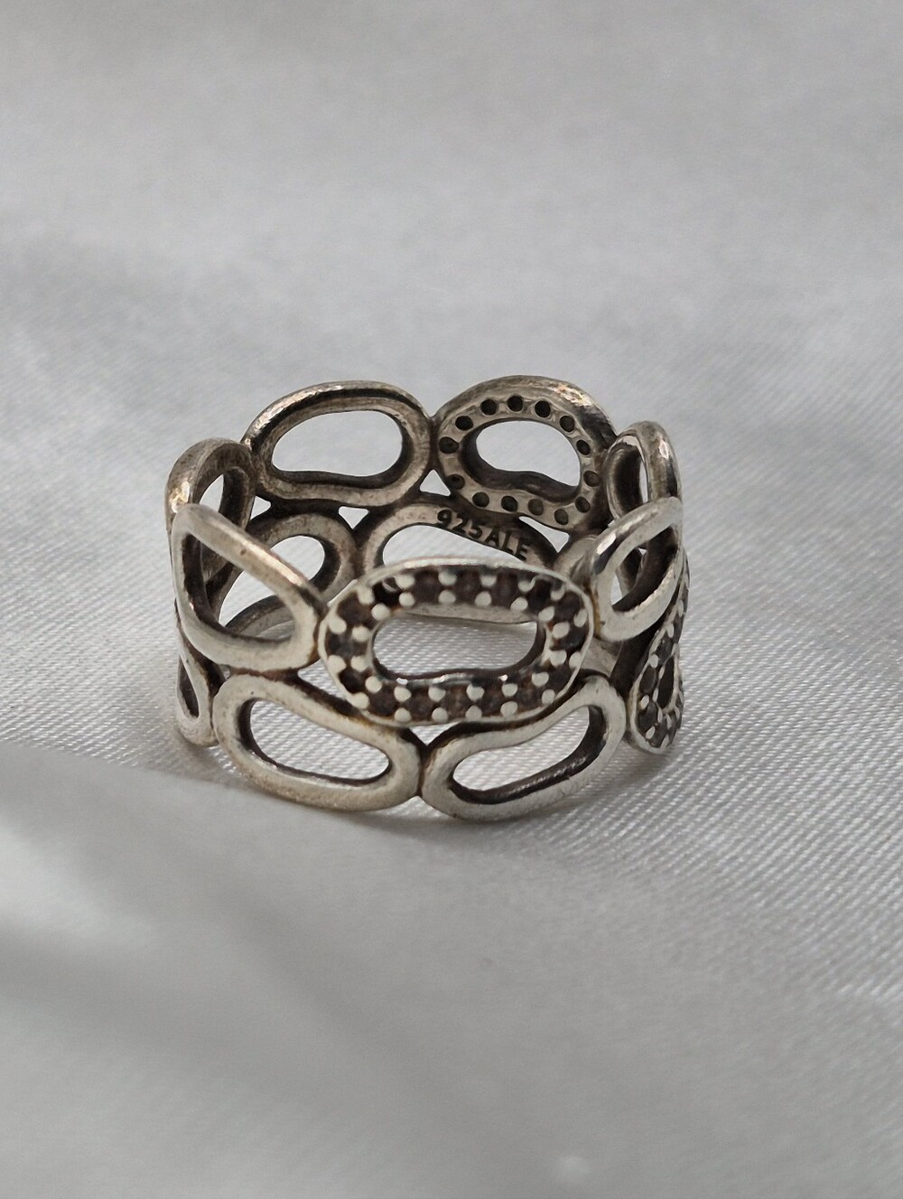 Genuine Pandora "Circle Of Friends" Sterling Silver Openwork Oval Pattern Ring
